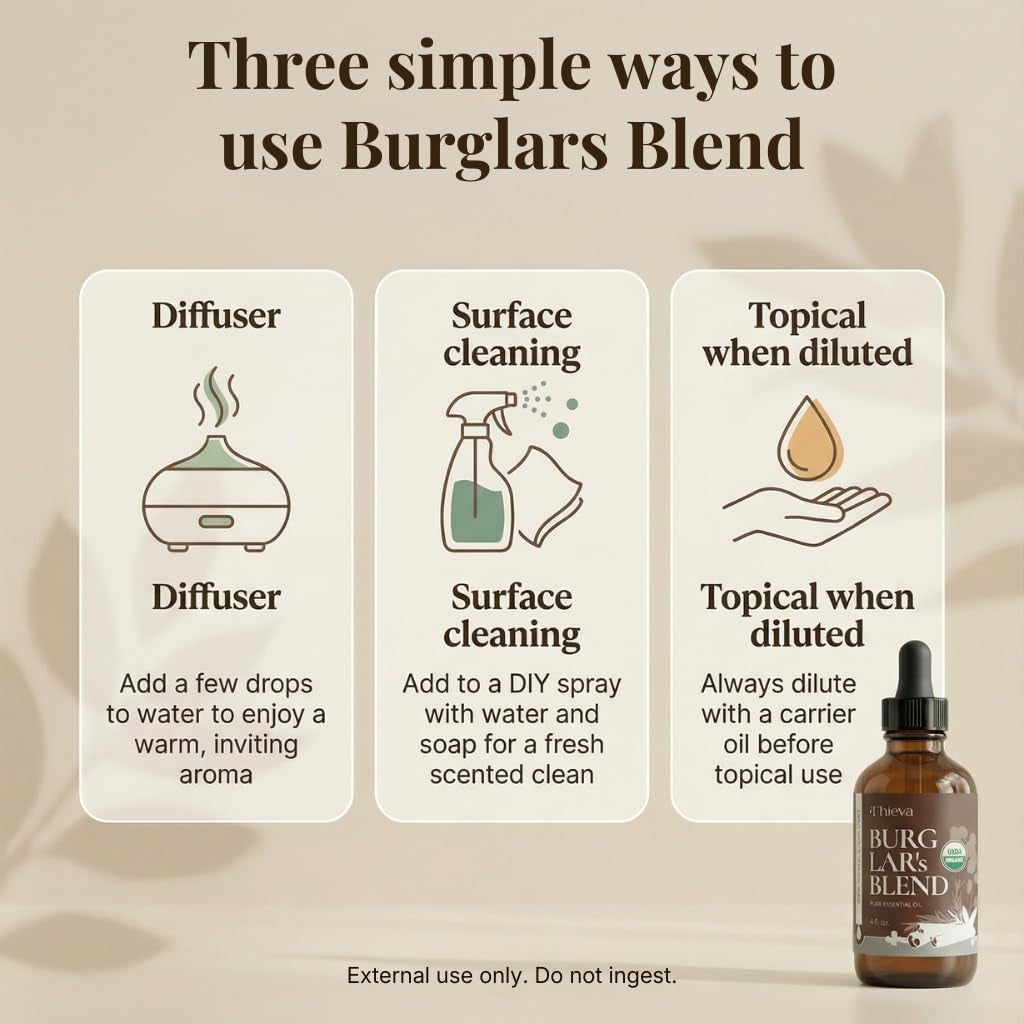 Burglar's Blend Essential Oil, USDA Organic, 4 Ounce
