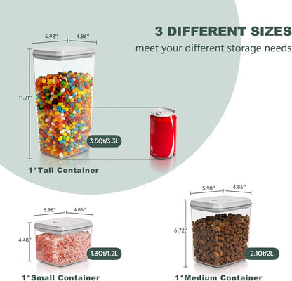 Airtight Food Storage Containers, 3.5/2.1/1.3 Qt, 3-Piece Set