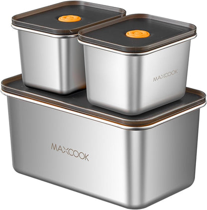 Stainless Steel Food Containers with Lids (2 Pcs) 18.6 Oz & 71 Oz
