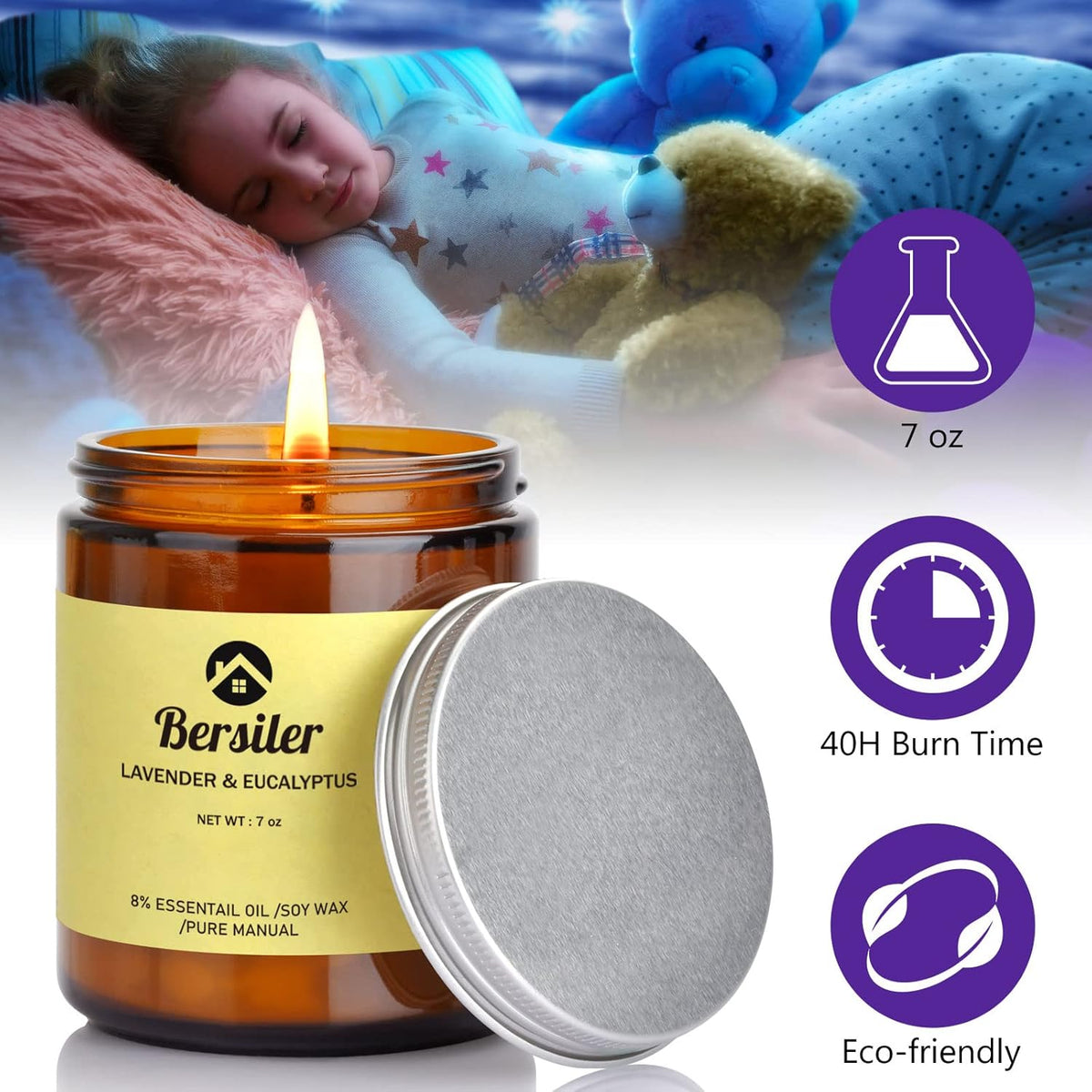 Aromatherapy Candles, Scented Candles, 7OZ Lavender Eucalyptus Candles Stress Re