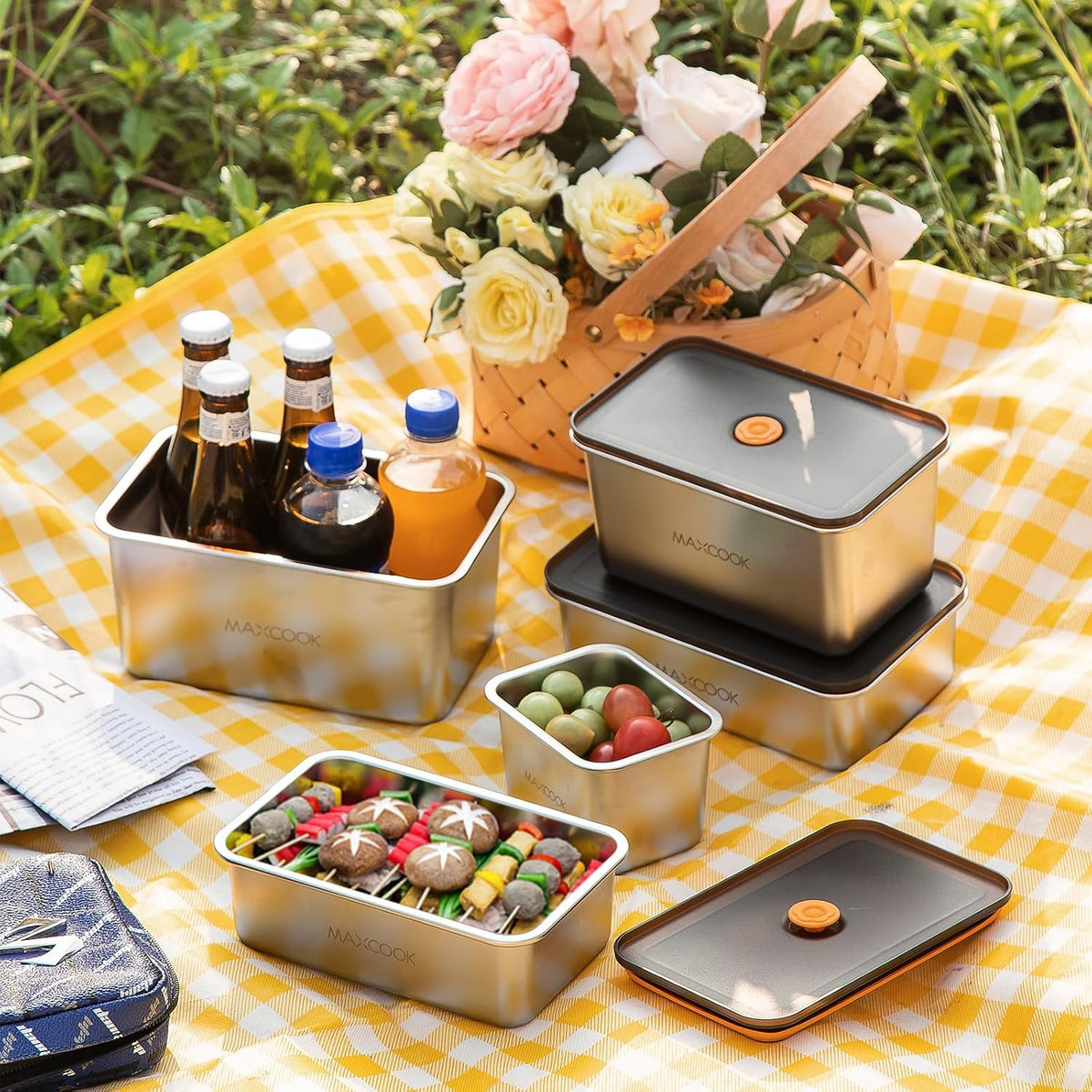 Stainless Steel Food Containers with Lids (2 Pcs) 18.6 Oz & 71 Oz