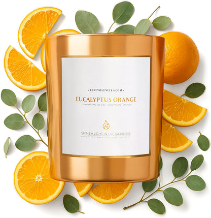 Premium Eucalyptus Orange Scented Candle – Long-Lasting, 45-Hour Burn – Luxury Natural Soy Wood Wick Candle for Home – Aromatherapy & Room Decor – 8Oz